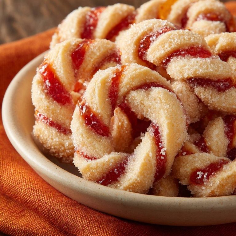 Himbeer-Spiralplätzchen mit Marmelade im Inneren, auf einem Teller nahaufnahme