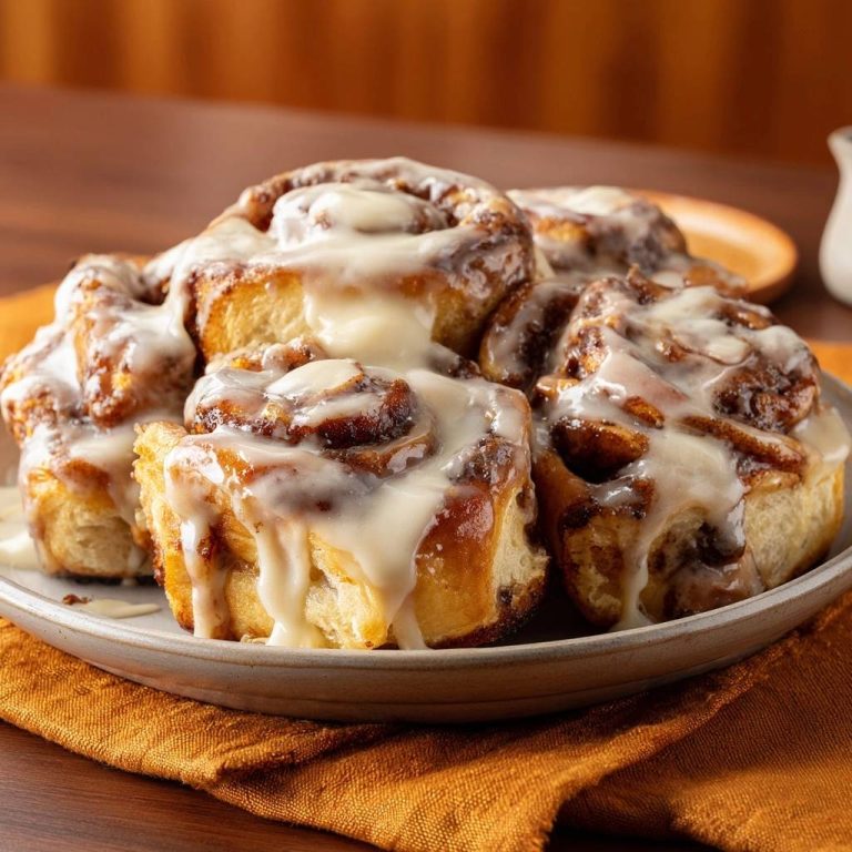 Himmlische Zimtschnecken mit einer großzügigen, cremigen Glasur, die über die fluffigen Brötchen tropft.