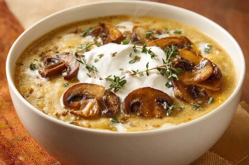Cremige Pilzsuppe mit Thymian