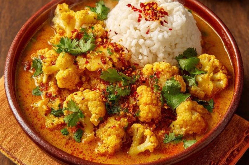 Cremiges Blumenkohl-Curry mit Reis (Nie wieder matschiger Blumenkohl!)