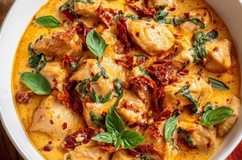 Cremiges Sonnentomaten-Hähnchen mit Basilikum