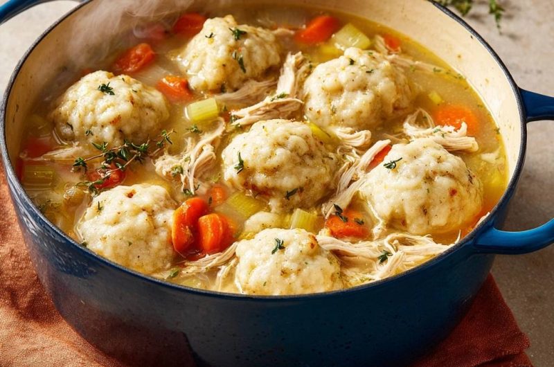 Hühnersuppe mit fluffigen Kräuterklößen