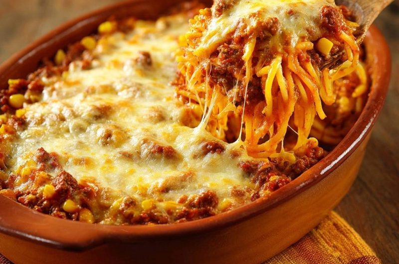 Käsig überbackener Spaghetti-Hack-Auflauf (Nie wieder matschige Nudeln!)