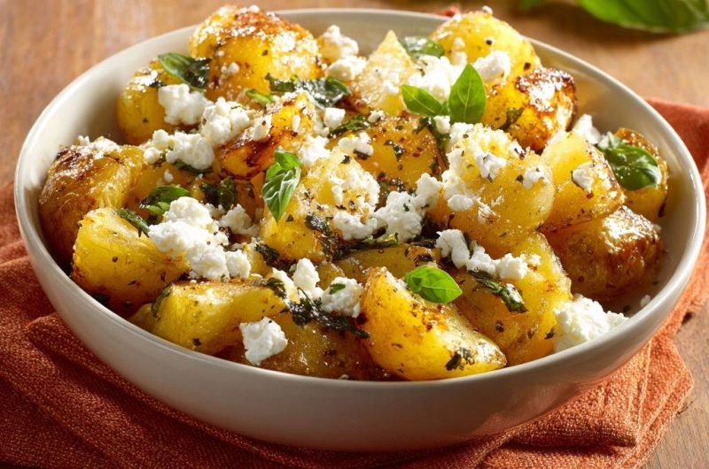 Knusprige Babykartoffeln mit Feta und Basilikum
