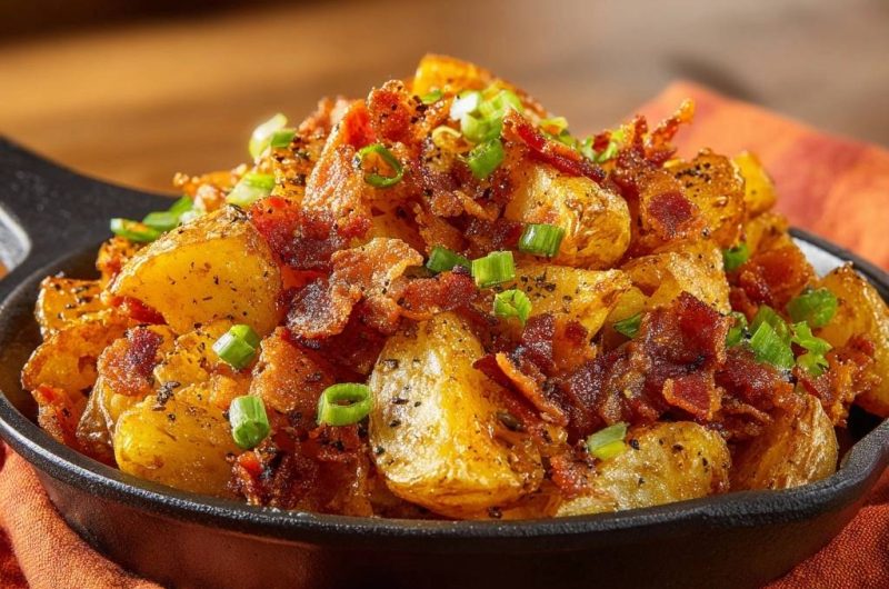 Knusprige Bratkartoffeln mit Speck und Frühlingszwiebeln