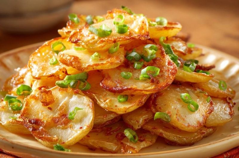 Knusprige Kartoffelscheiben mit Frühlingszwiebeln