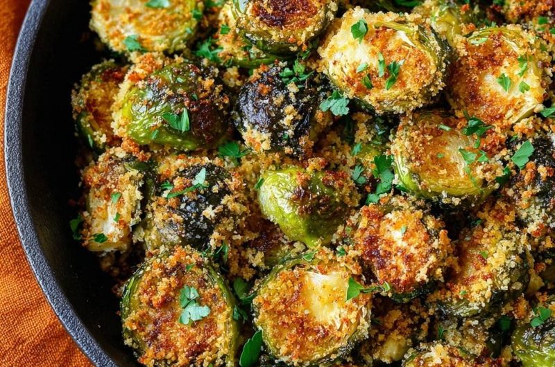 Knuspriger Pfannen-Rosenkohl mit Parmesan