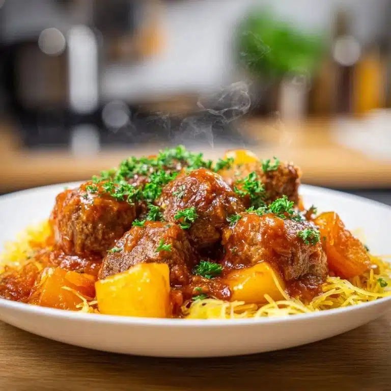 Saftige Hackbällchen in Tomaten-Kürbis-Soße – Rezept