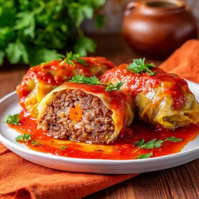 Saftige Rind-Kohlrouladen in Tomatensoße