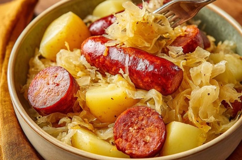Sauerkraut mit Kartoffeln und Paprikawurst