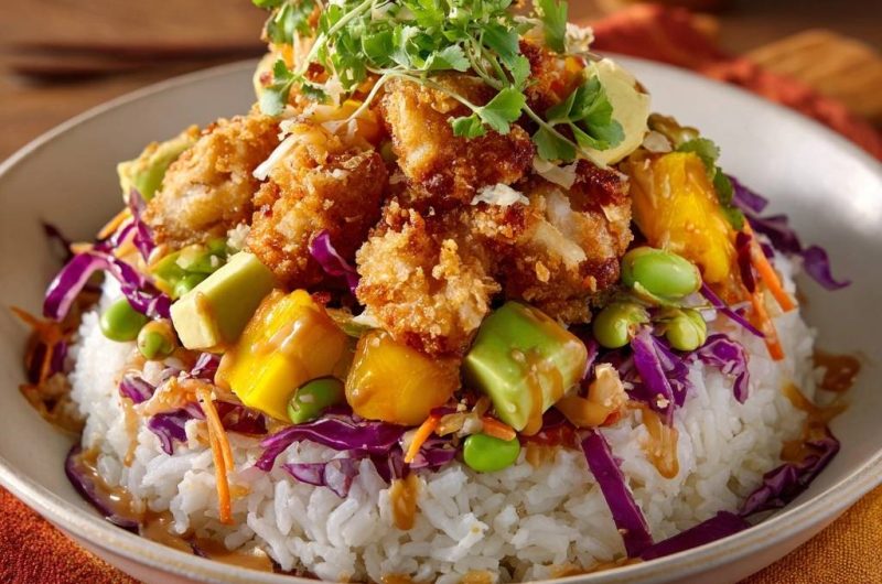 Tropische Hähnchen-Poke-Bowl