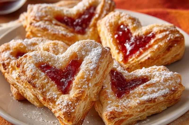 Blätterteig-Marmeladenherzen