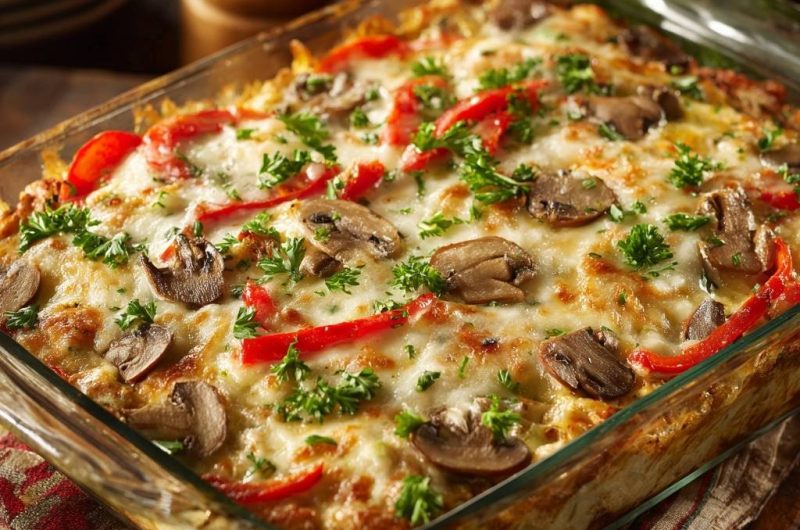 Pilz-Paprika-Nudelauflauf