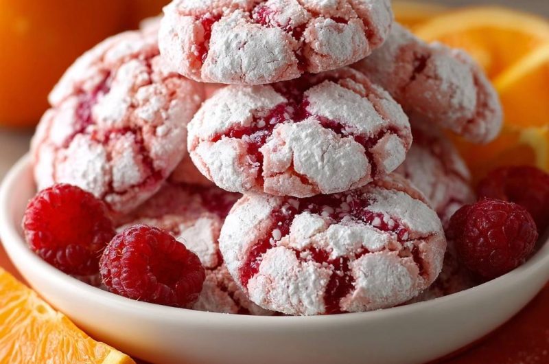 Himbeer-Orangen Crinkle Cookies