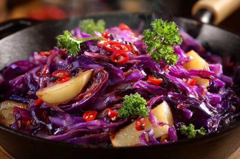 Rotkohl-Kartoffel-Pfanne