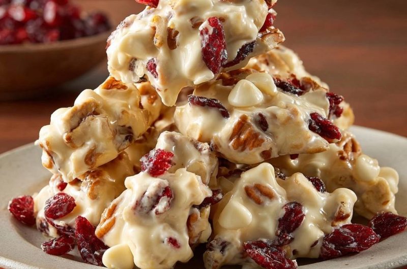 Cranberry-Pekan-Weißschokoladen-Bark (Nie wieder weiche Stücke!)