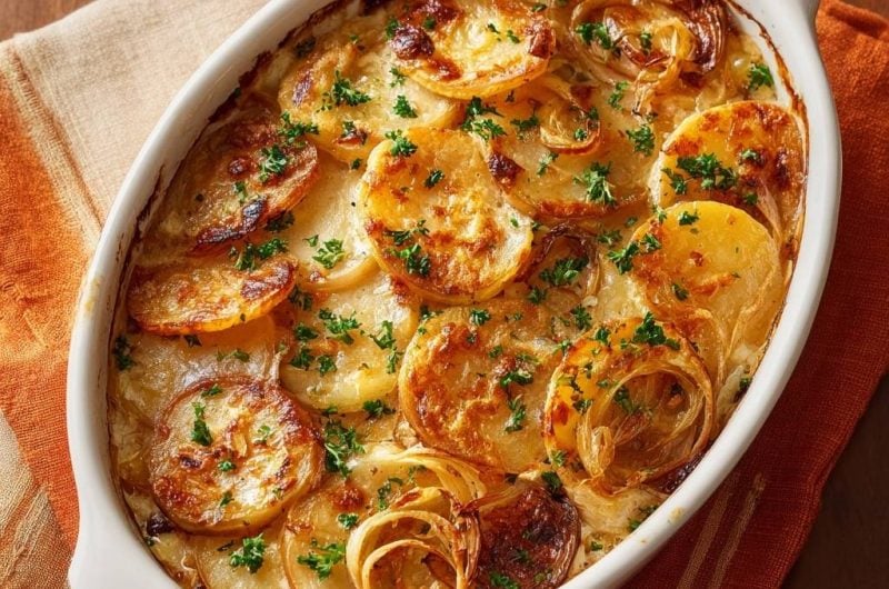 Cremiger Kartoffel-Zwiebel-Gratin (Keine wässrige Soße mehr)