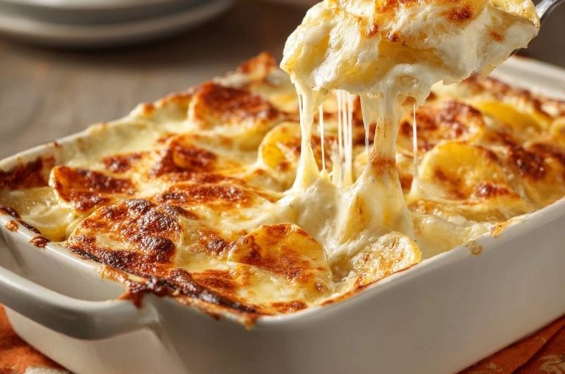 Cremiger Kartoffelauflauf mit Käsekruste (Keine wässrige Soße mehr!)
