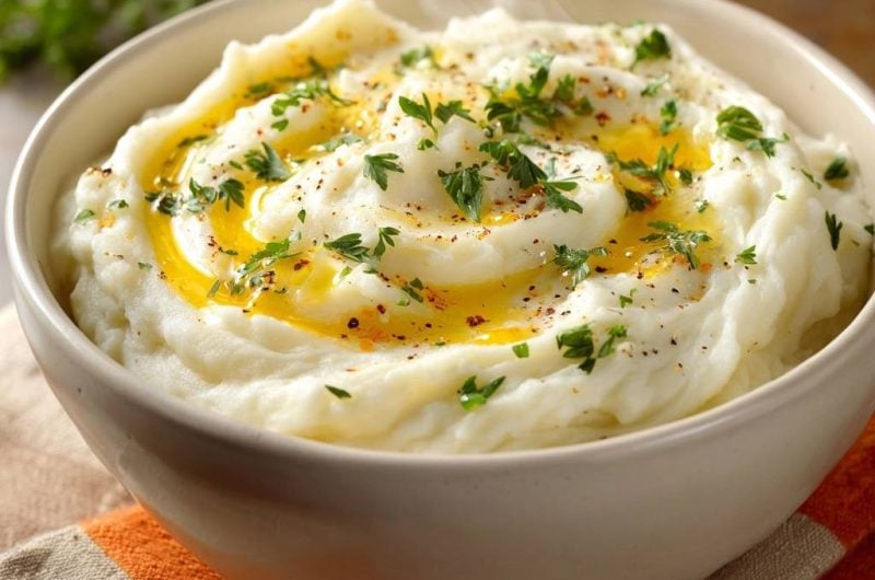 Cremiger Kartoffelbrei mit Olivenöl & Kräutern (Nie wieder klumpig!)