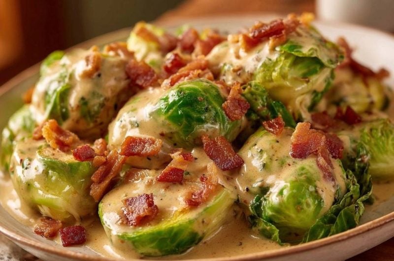 Cremiger Rosenkohl mit Speck