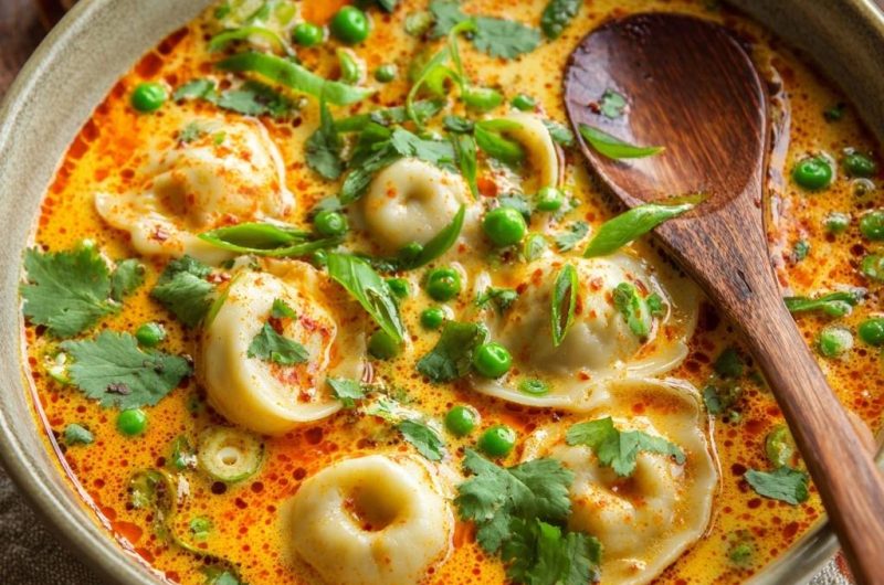 Cremiges Erbsen-Curry mit Ravioli