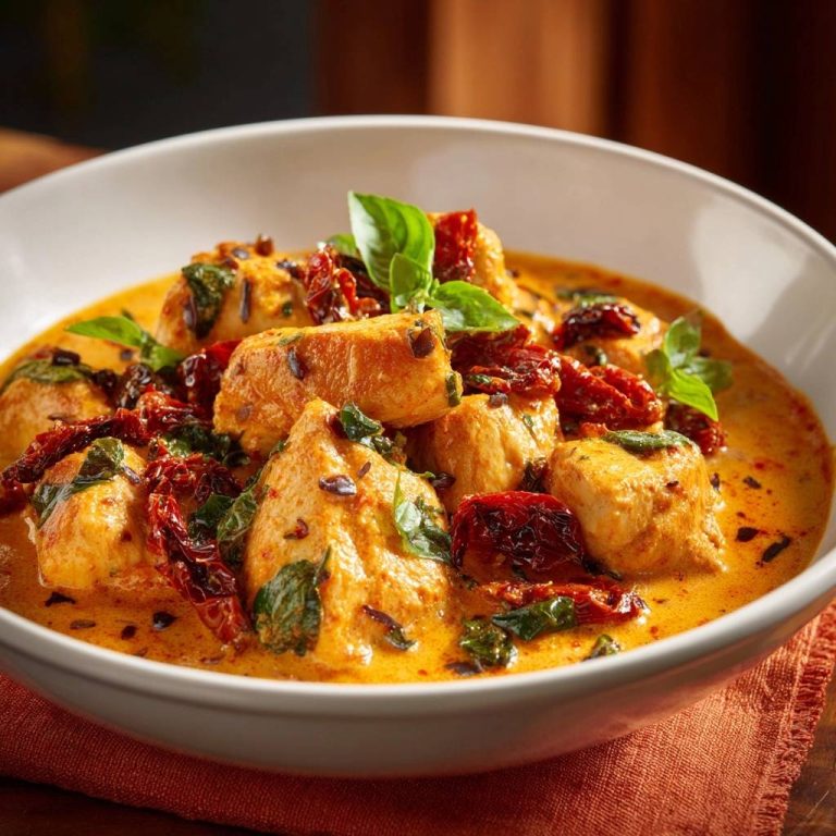 Cremiges Hähnchen mit getrockneten Tomaten & Basilikum