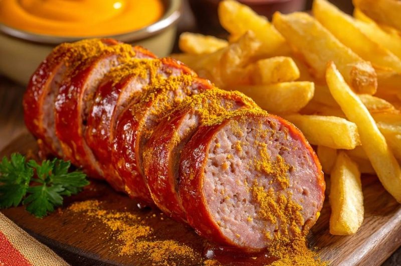 Currywurst mit Pommes (Nie wieder trockene Wurst!)