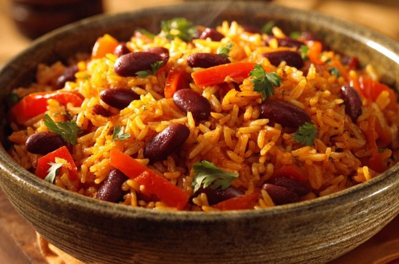 Fluffiger Kidneybohnen-Reis mit Paprika