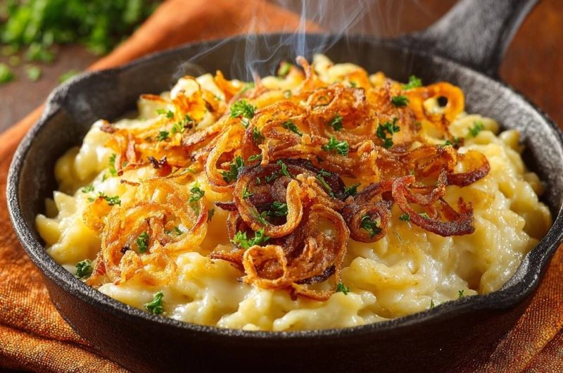 Käsespätzle mit knusprigen Zwiebeln