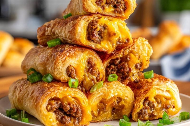 Knusprige Hack-Käse-Rollen