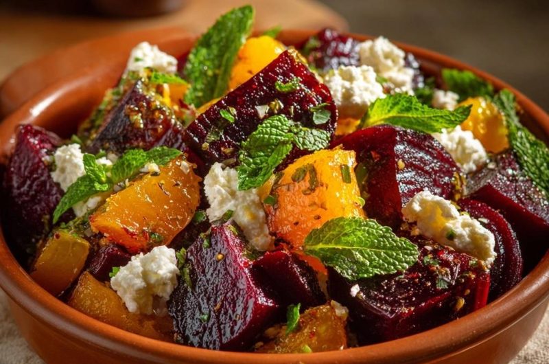 Knuspriger Rüben-Kürbis-Salat mit Feta & Minze