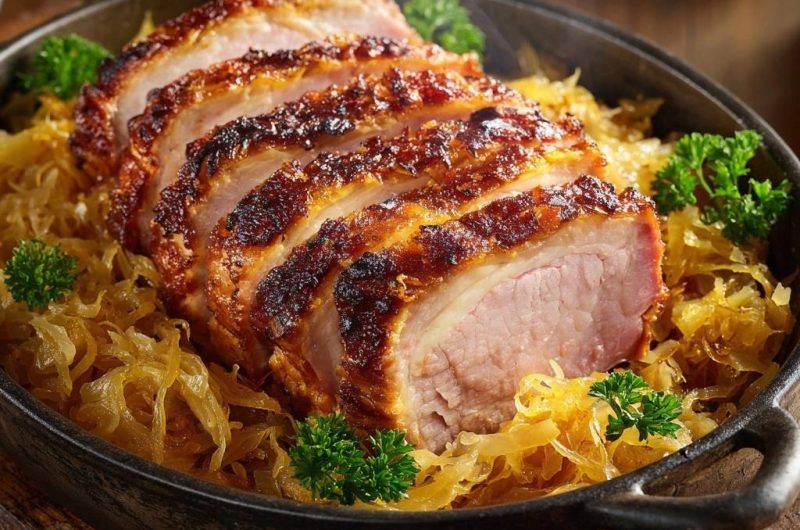Knuspriger Schweinebraten mit Sauerkraut