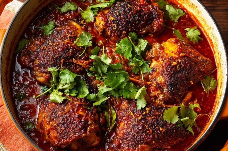 Knuspriges Hähnchen in Würziger Tomatensoße