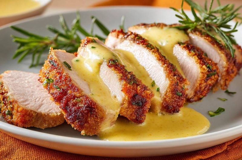 Knuspriges Rosmarin-Schweinefilet mit cremiger Senfsauce