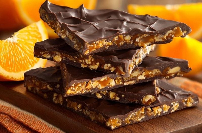 Orangen-Pekannuss-Toffee-Schokoladenbark