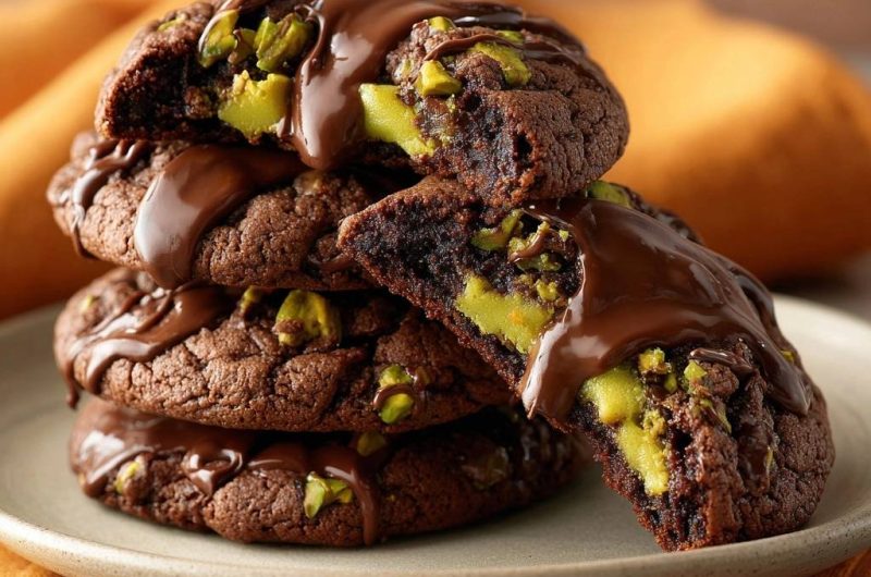 Pistazien-Schoko-Cookies mit cremiger Füllung