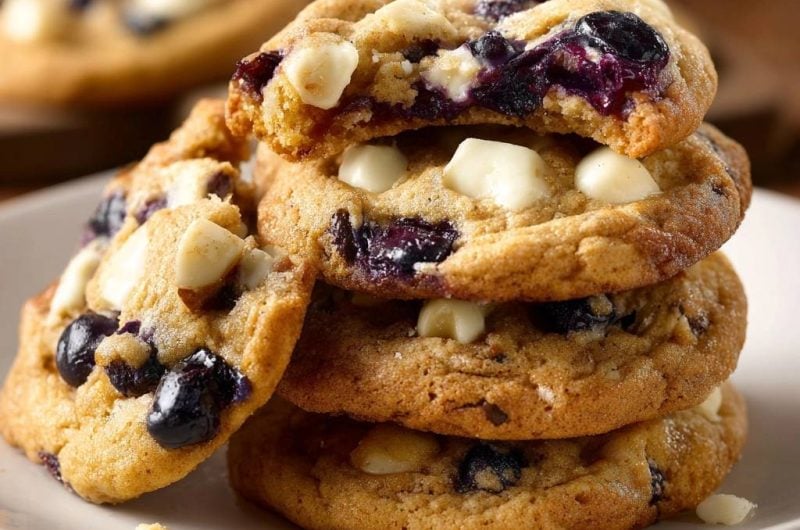Saftige Blaubeer-White-Chocolate-Cookies (Nie wieder flache Kekse!)