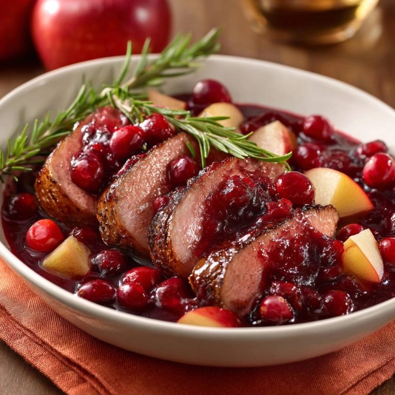 Saftige Entenbrust mit Preiselbeer-Apfel-Soße – Rezept