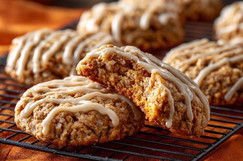 Saftige Kürbis-Hafer-Cookies mit cremigem Guss (Nie wieder flache Kekse!)