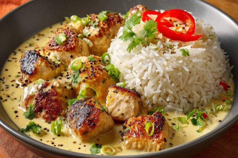 Saftiges Hähnchen-Gelbcurrry mit Duftreis