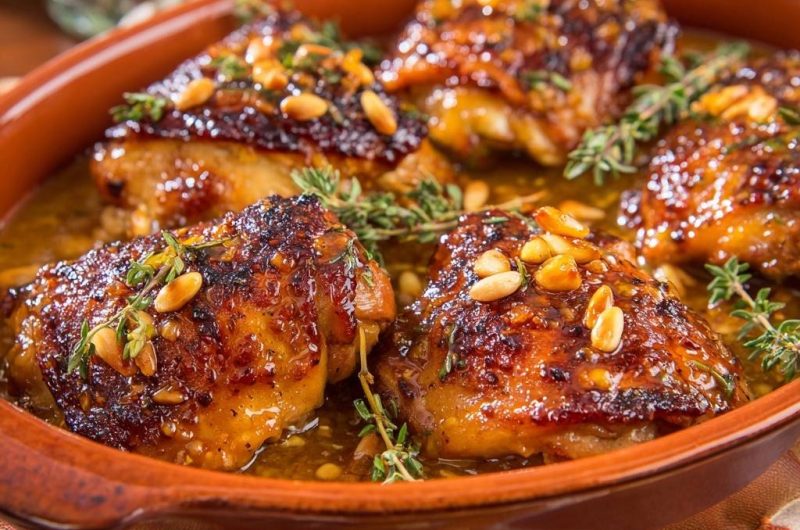 Saftiges Honig-Thymian-Hähnchen mit Pinienkernen