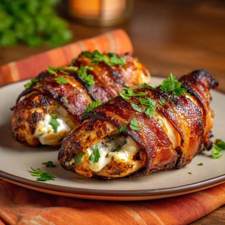 Speck-umwickelte Hähnchenbrust mit Kräsefüllung