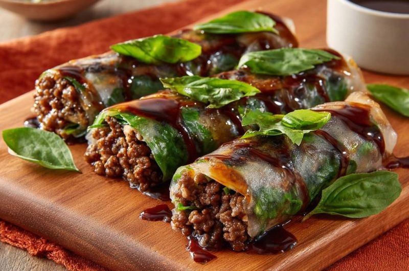 Thailändische Basilikum-Hack-Rollen (Nie wieder reißendes Reispapier!)