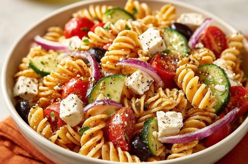 Griechischer Fusilli-Salat
