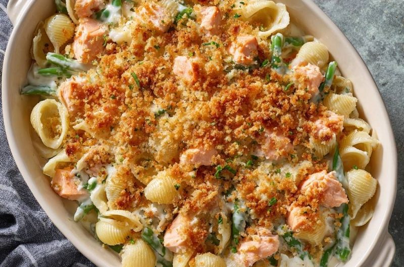 Lachs-Conchiglie-Auflauf