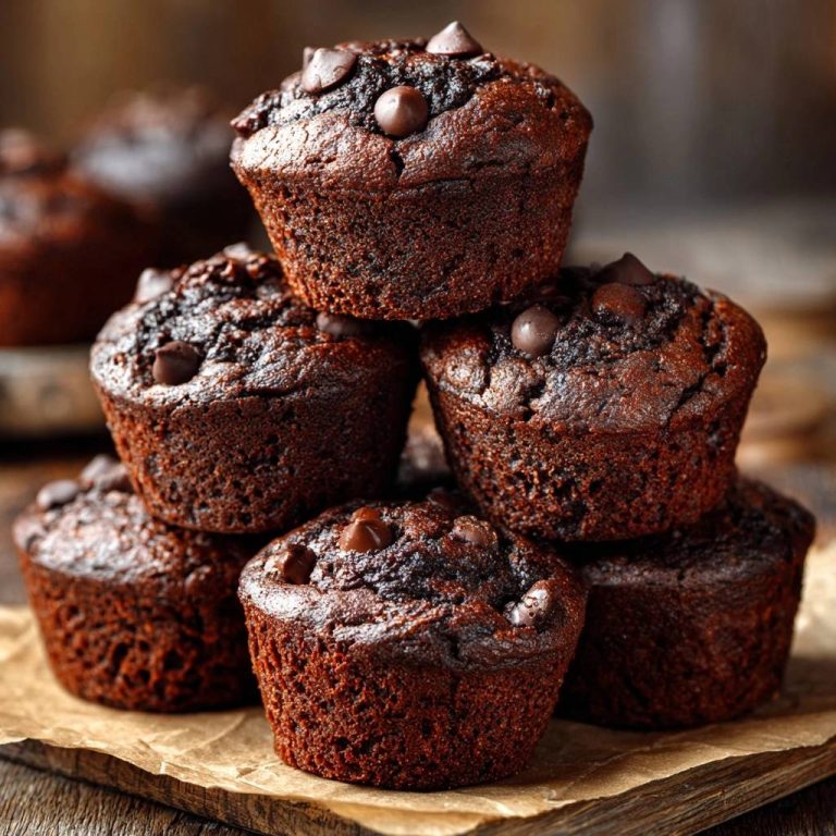 Schoko-Chip-Muffins, gestapelt auf Backpapier, mit geschmolzenen Schoko-Chips auf den Oberseiten sichtbar.