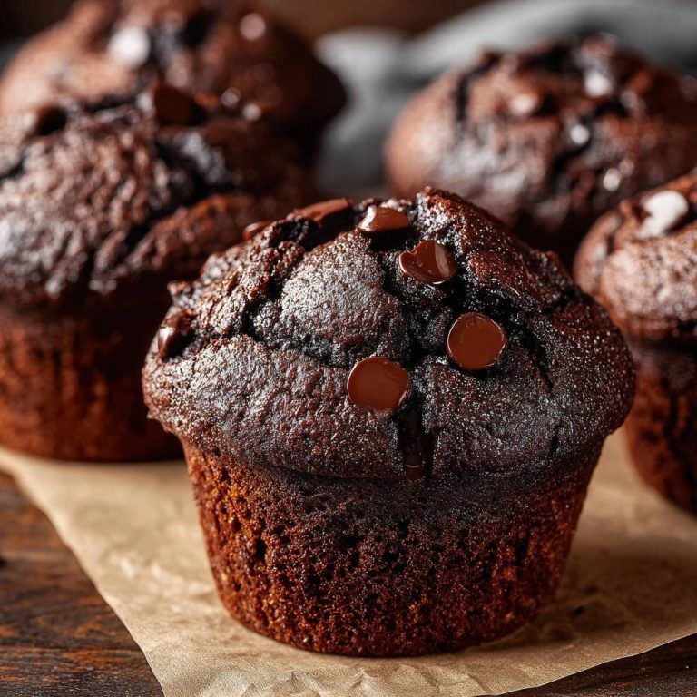 Schoko-Chunk-Muffins mit geschmolzenen Schokostückchen auf einer Nahaufnahme, die die saftige Textur zeigt.