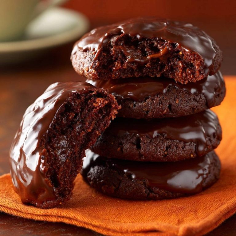Schoko-Karamell-Cookies angeschnitten, mit saftigem Inneren und glänzender Karamellglasur gestapelt