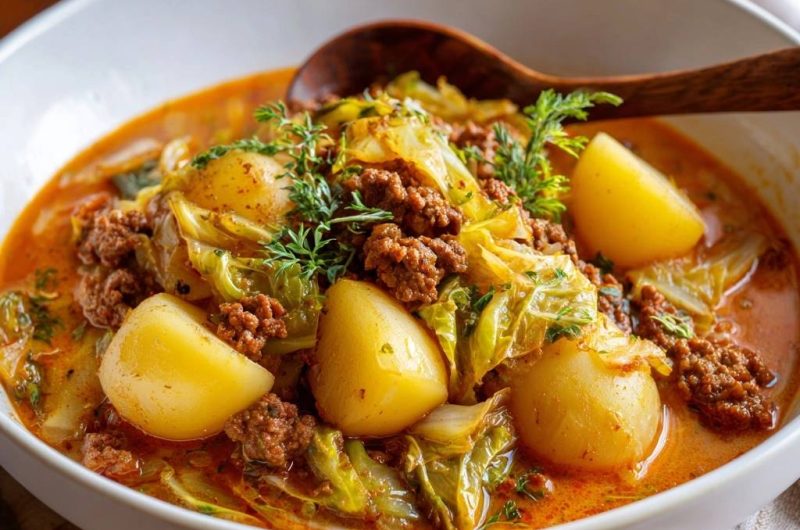 Cremige Kraut-Hack-Suppe mit Kartoffeln (Keine wässrige Soße mehr!)