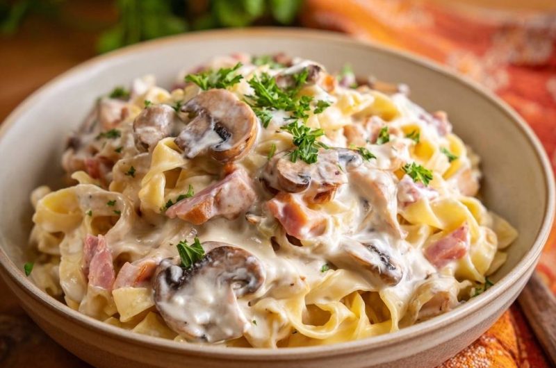 Cremige Pilz-Speck-Tagliatelle (Keine wässrige Soße mehr)